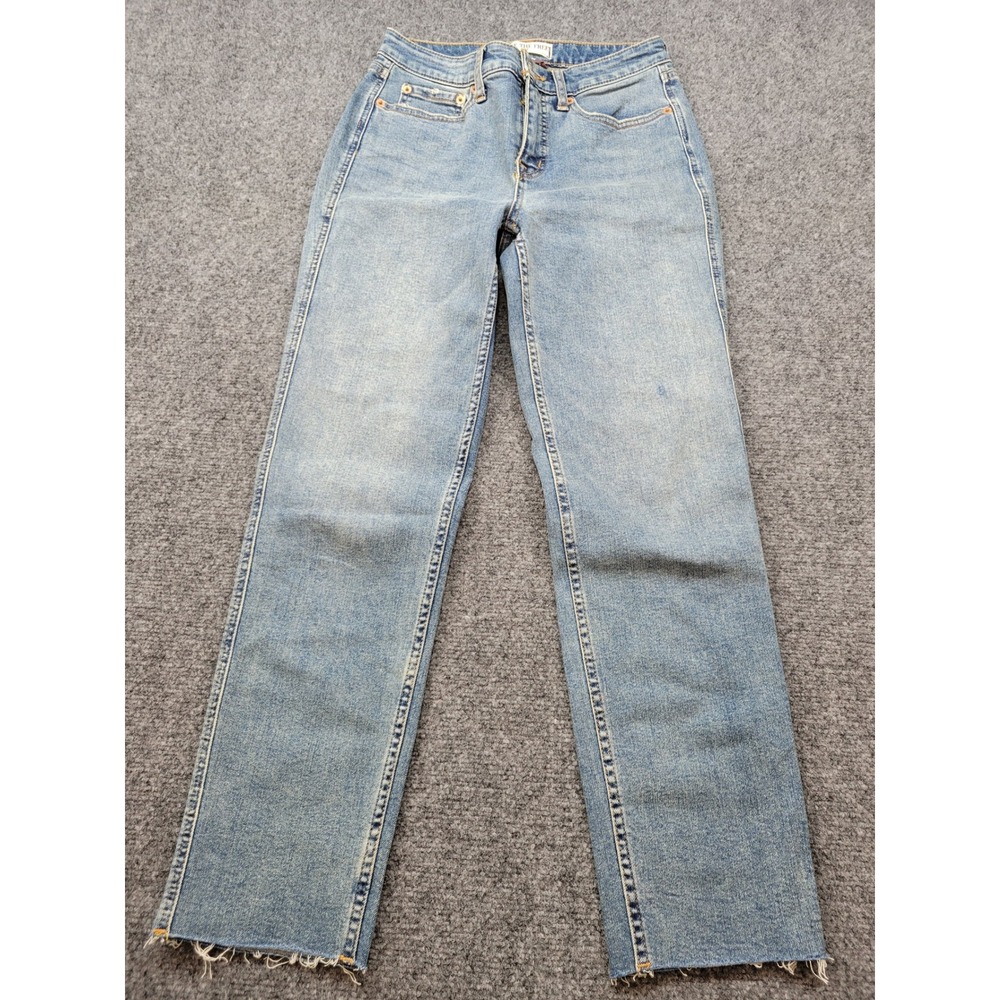 We The Free Free People CRVY High Rise Vintage Straight Jeans Light Wash 26
